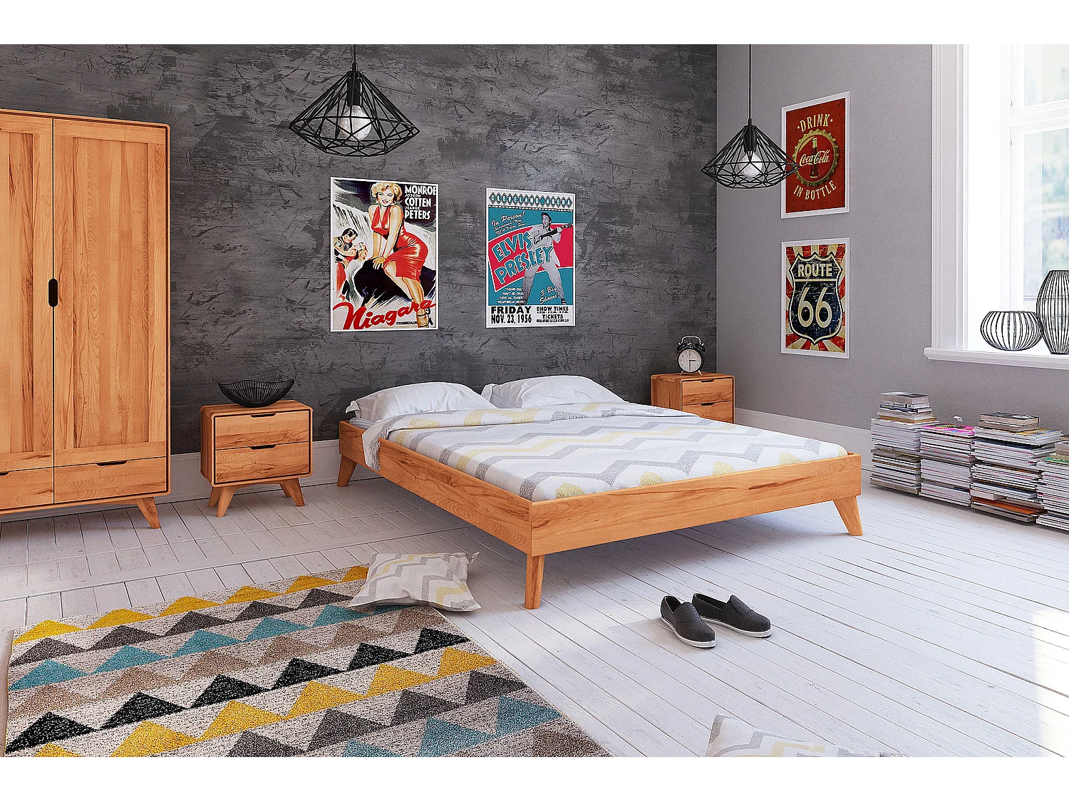 GREG - Bettgestell aus Kernbuche, naturgeölt 180x200