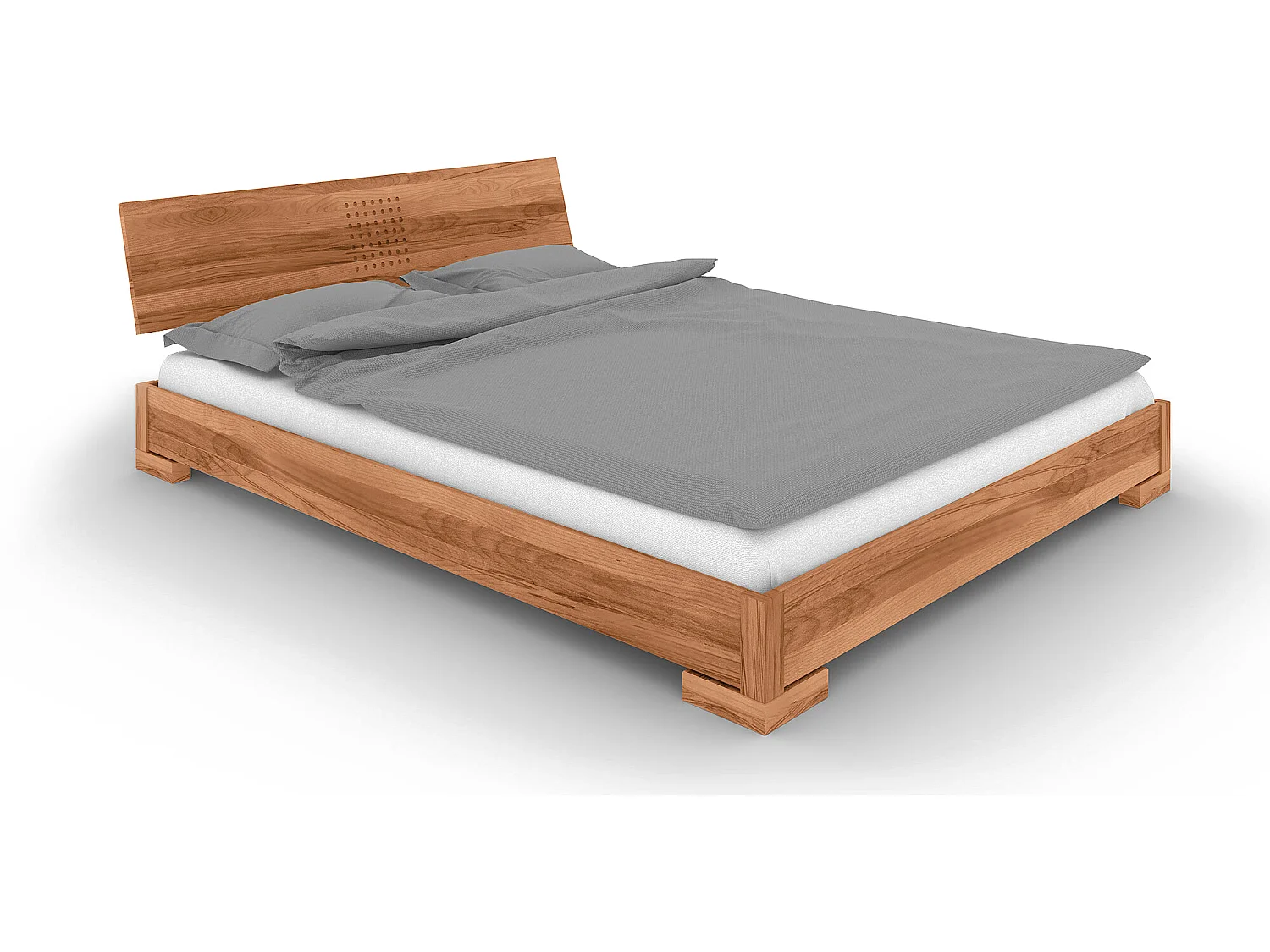 VENTO - Niedriges Bett mit Holzkopfteil aus Kernbuche, naturgeölt 100x200