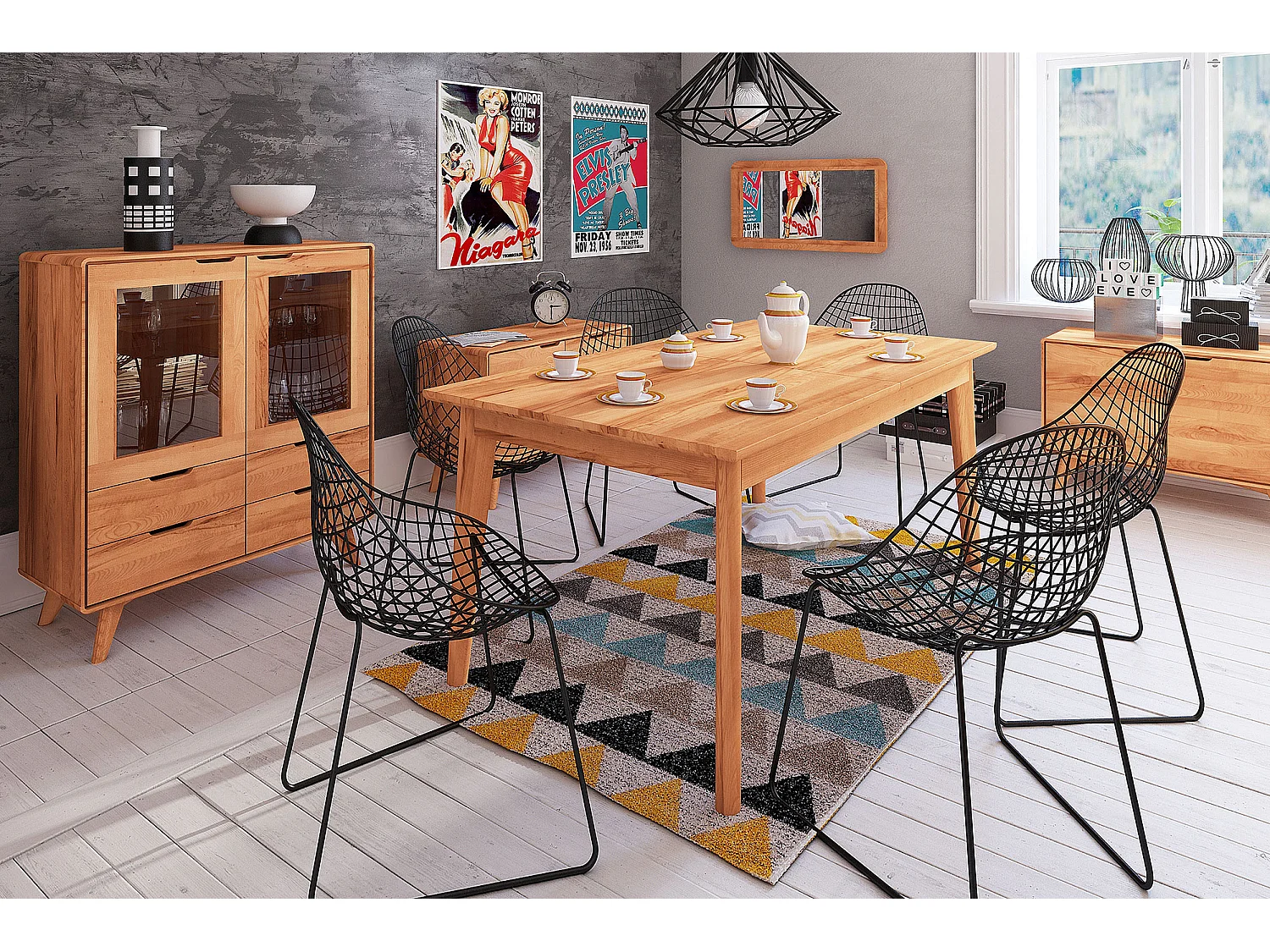 GREG - Tisch mit Ausziehfunktion aus Kernbuche, naturgeölt 90x200