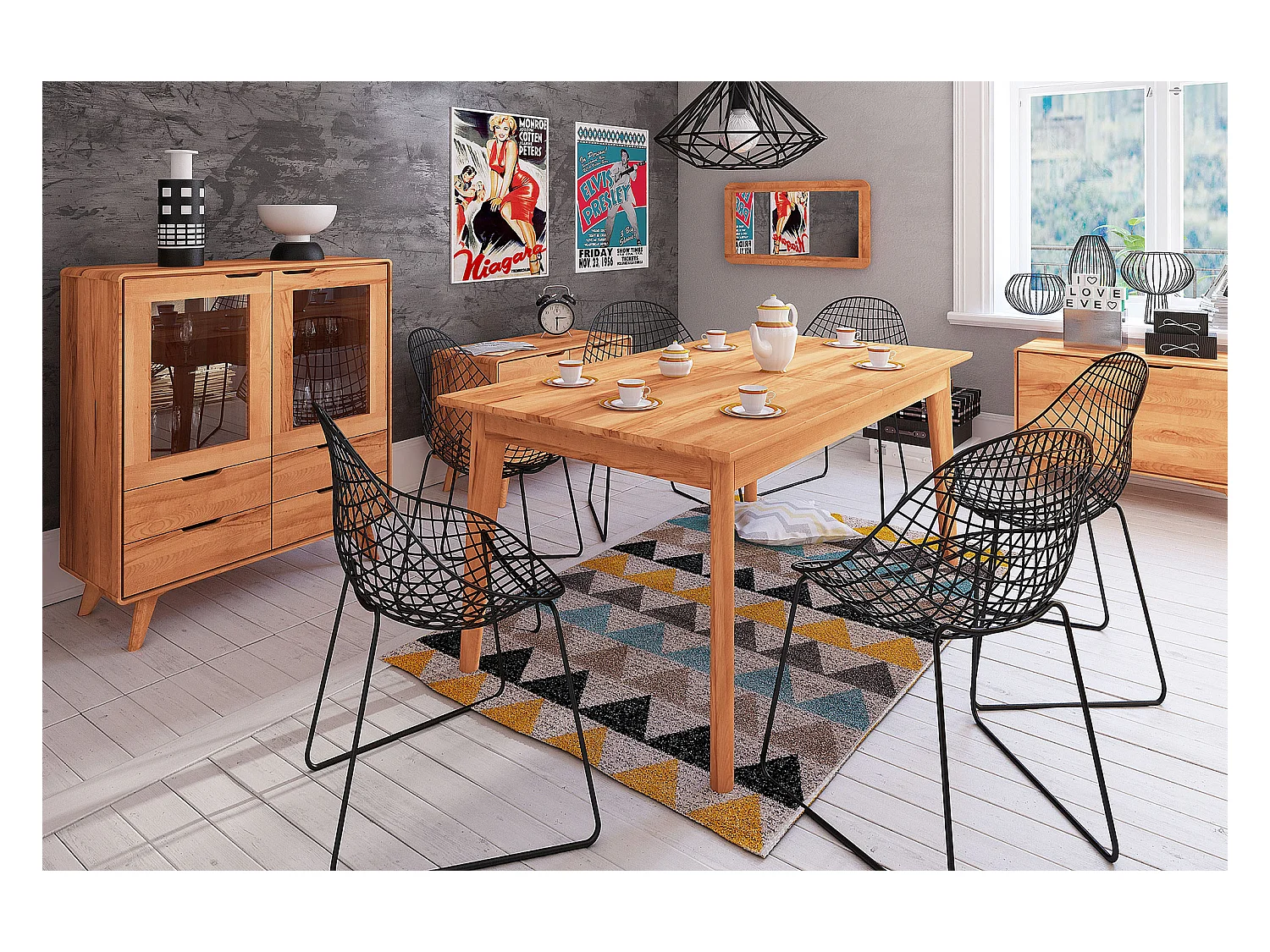 GREG - Table avec rallonge en coeur de hêtre, huilé naturel 90x200