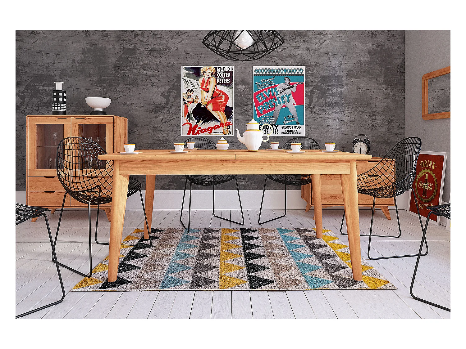 GREG - Table avec rallonge en coeur de hêtre, huilé naturel 90x200