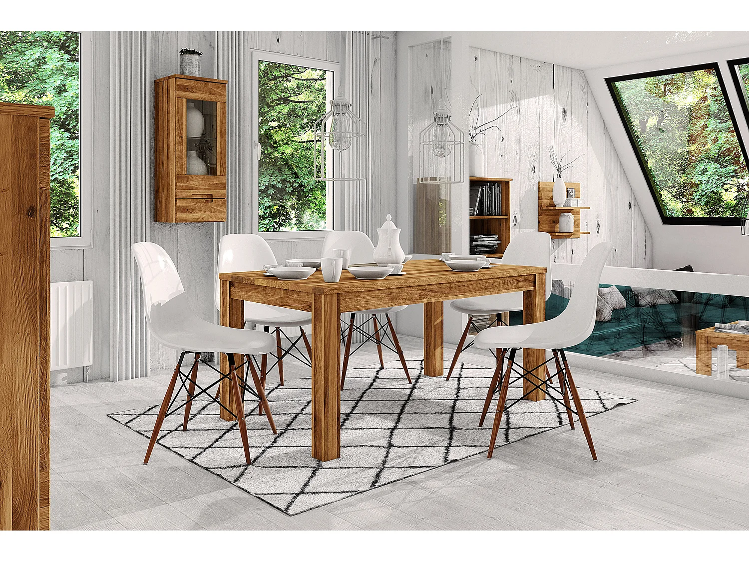 VENTO - Table à rallonge en chêne sauvage, huilé naturel 90x200