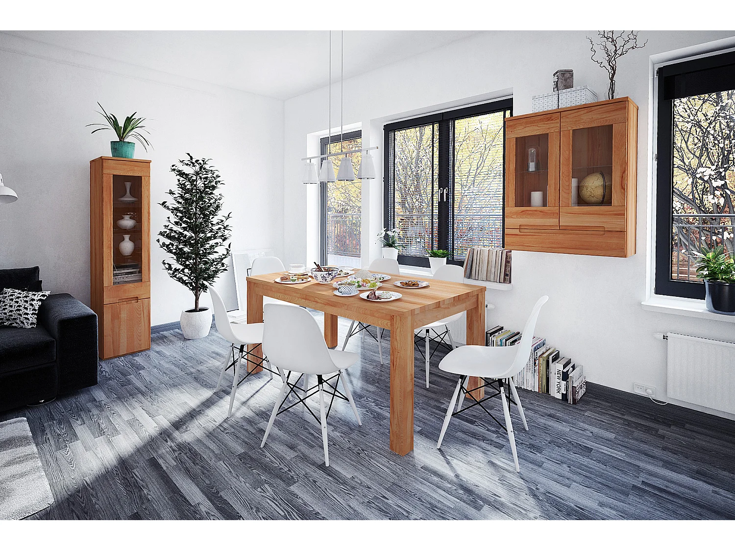 VENTO - Table avec rallonge en coeur de hêtre, huilé naturel 100x200