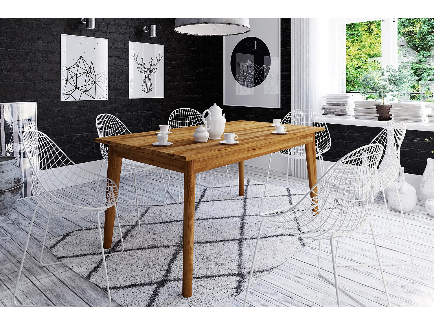 GREG - Table à rallonge en chêne sauvage, huilé naturel 100x200