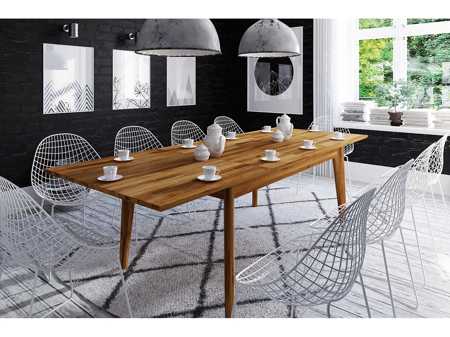 GREG - Table à rallonge en chêne sauvage, huilé naturel 100x200