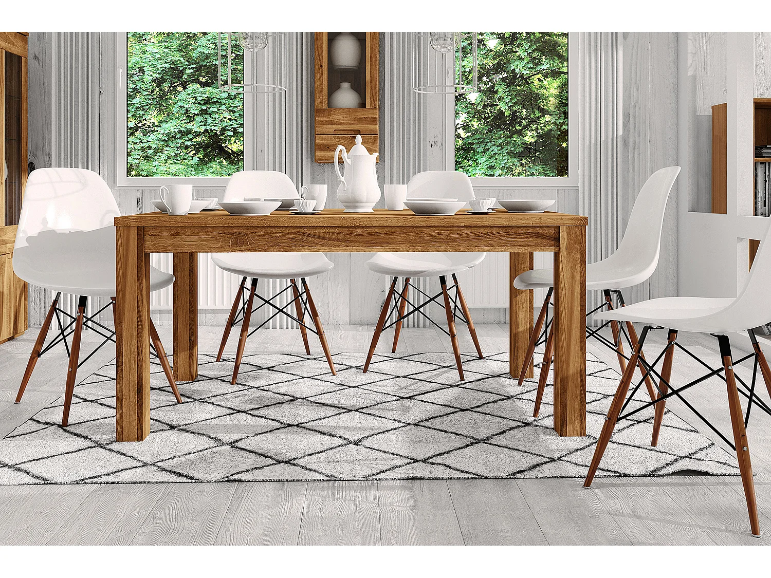 VENTO - Tisch mit Ausziehfunktion aus Wildeiche, naturgeölt 100x120