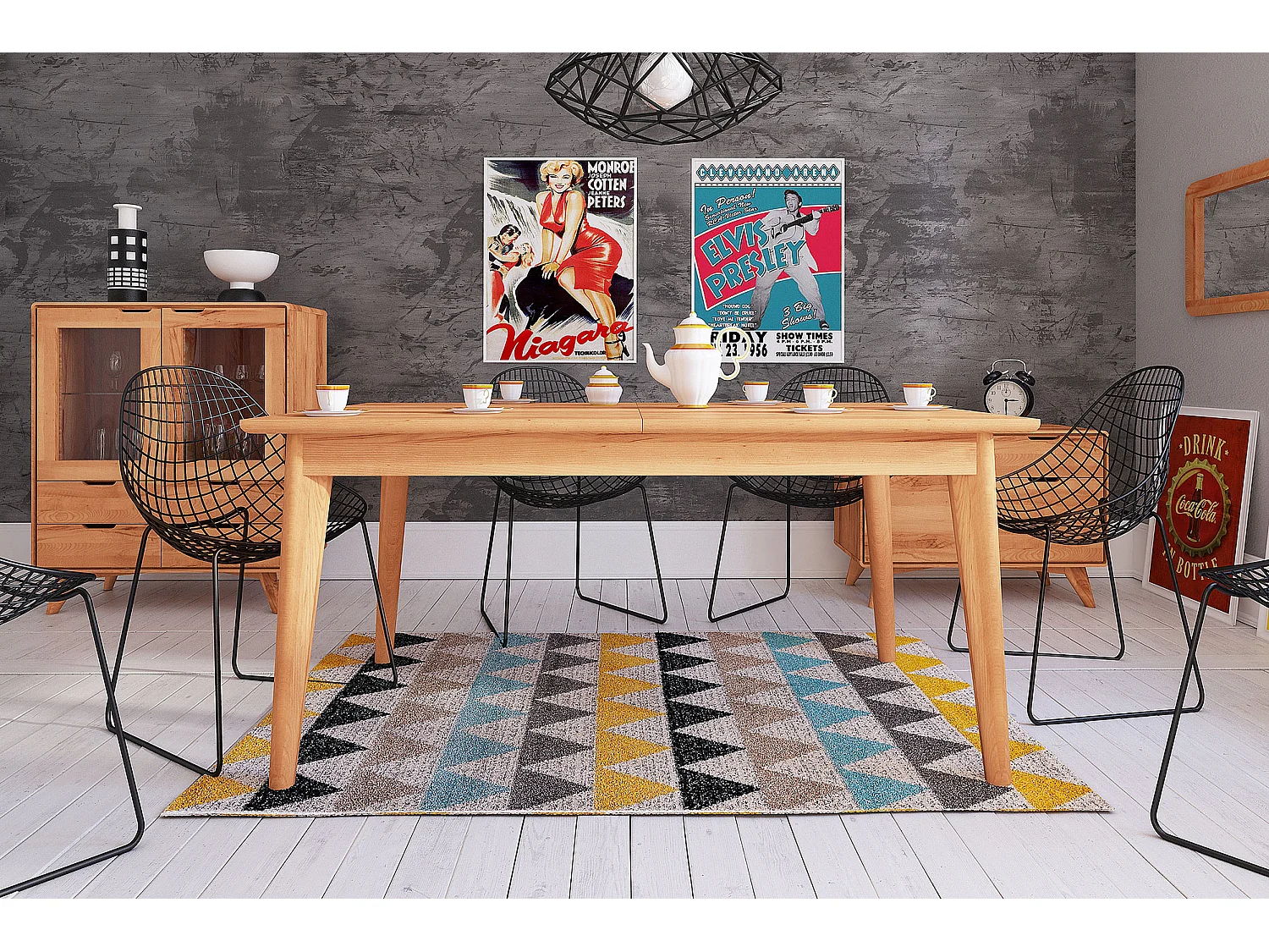 GREG - Tisch mit Ausziehfunktion aus Kernbuche, naturgeölt 90x130