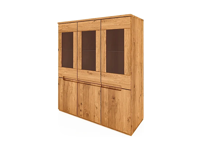 VENTO - Vitrine mit Türen aus Wildeiche, naturgeölt