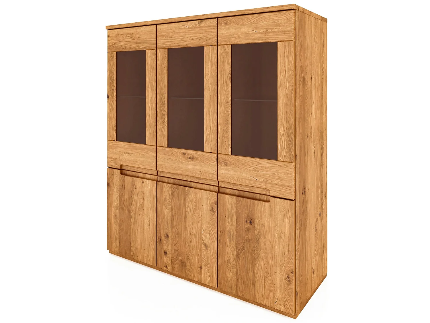 VENTO - Vitrine mit Türen aus Wildeiche, naturgeölt