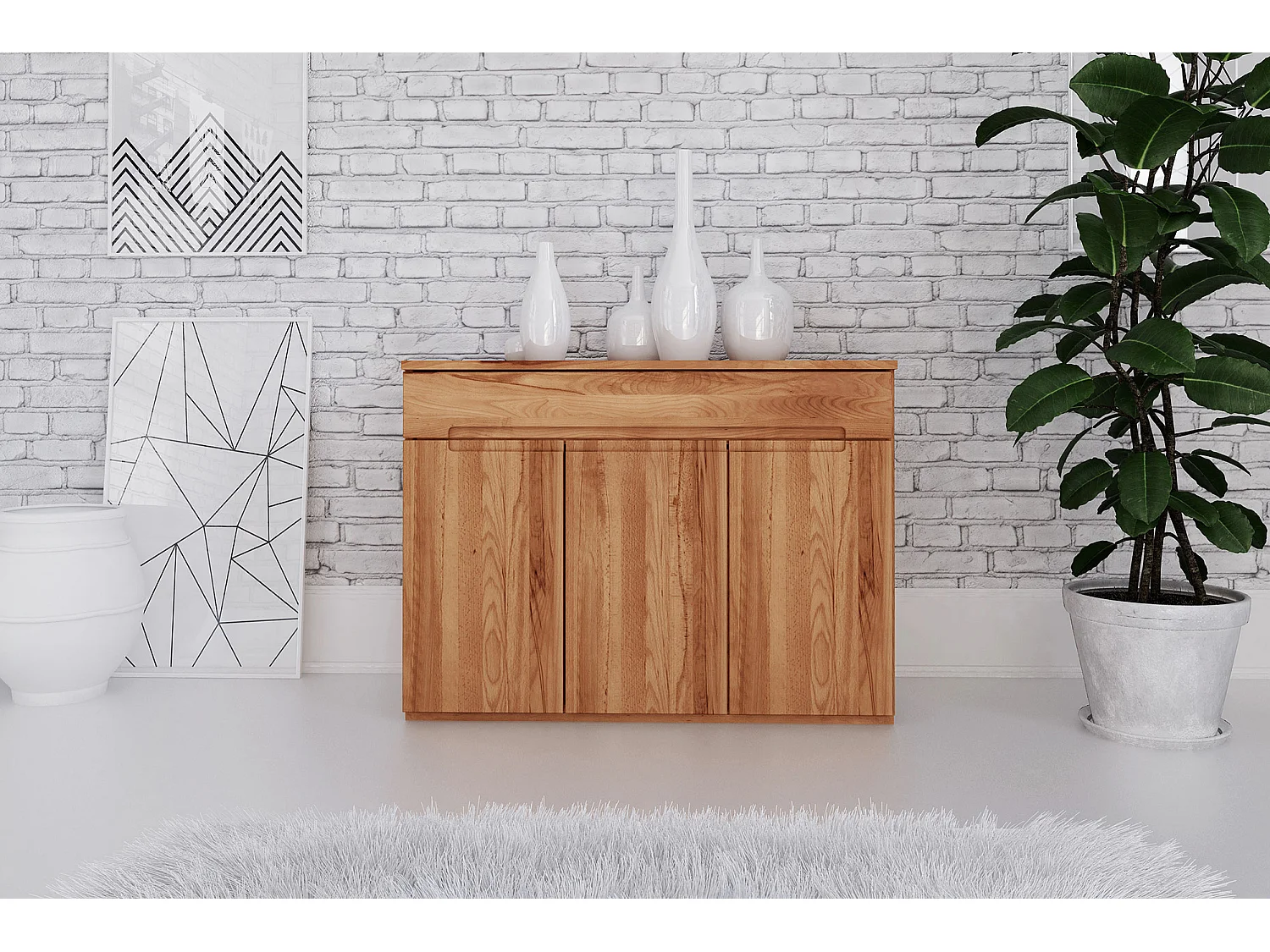 VENTO - Commode avec tiroir en cœur de hêtre, finition à l'huile naturelle