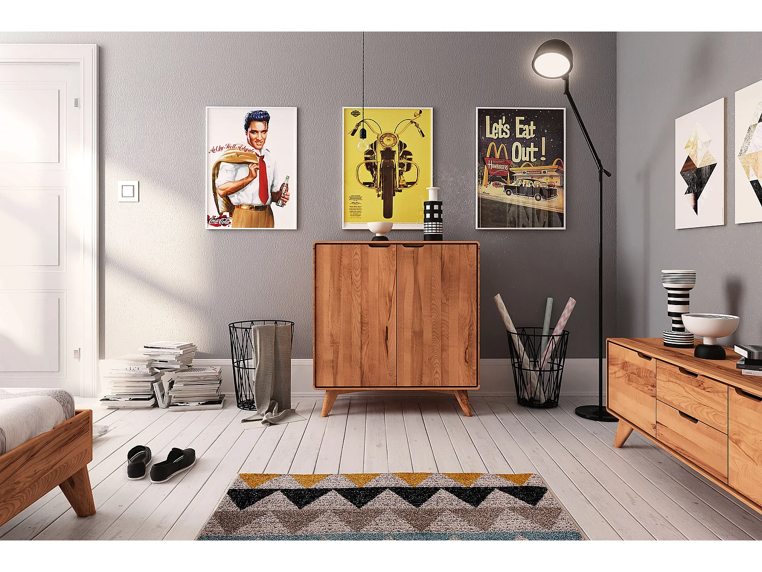 GREG - Kommode mit Türen aus Kernbuche, naturgeölt