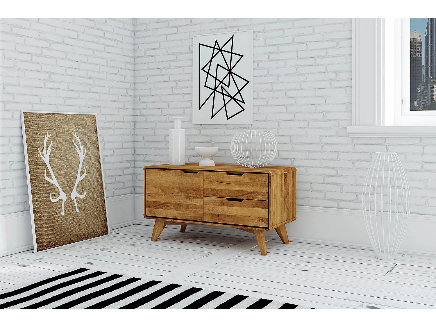 GREG - Niedrige Kommode mit Schubladen aus Wildeiche, naturgeölt