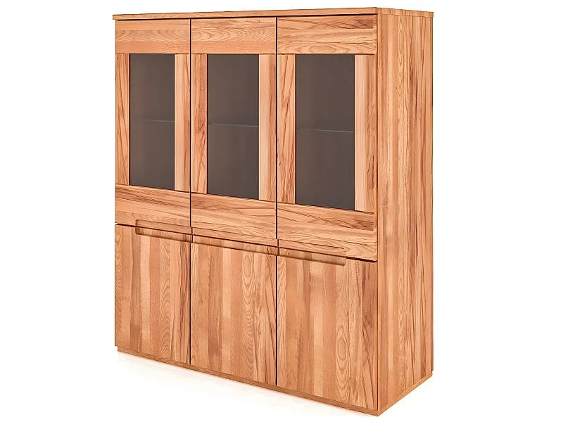 VENTO - Vitrine mit Türen aus Kernbuche, naturgeölt