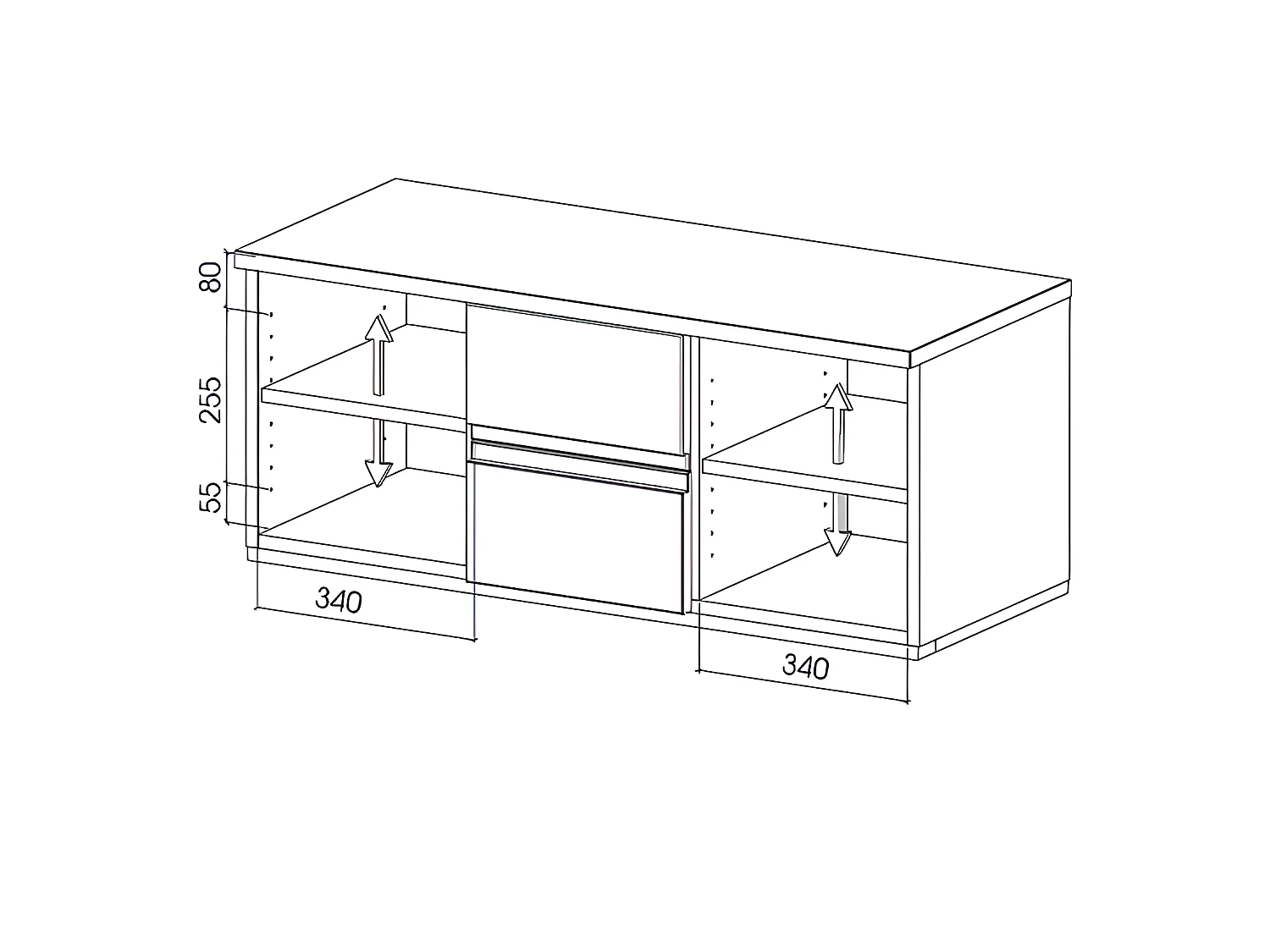 VENTO - Niedrige Kommode mit Schubladen aus Kernbuche, naturgeölt