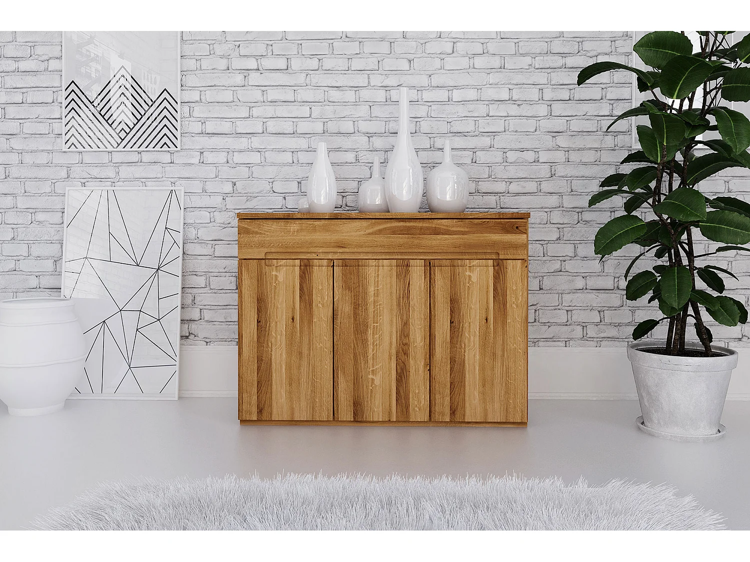 VENTO - Commode avec tiroir en chêne sauvage, finition à l'huile naturelle