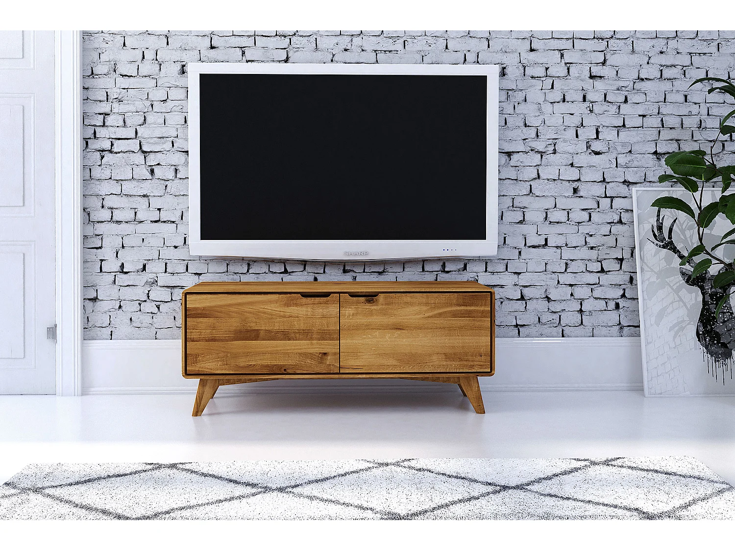 GREG - TV-Möbel mit Holztüren aus Wildeiche naturgeölt