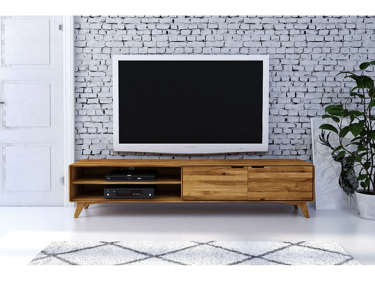 GREG - TV-Möbel mit Holztüren aus Wildeiche naturgeölt