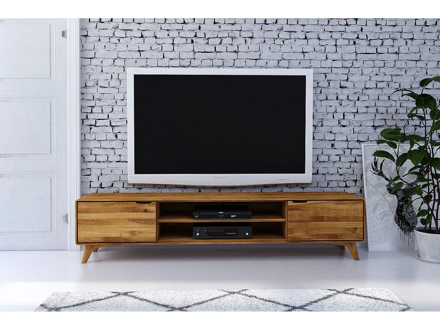 GREG - TV-Möbel mit Holztüren aus Wildeiche naturgeölt