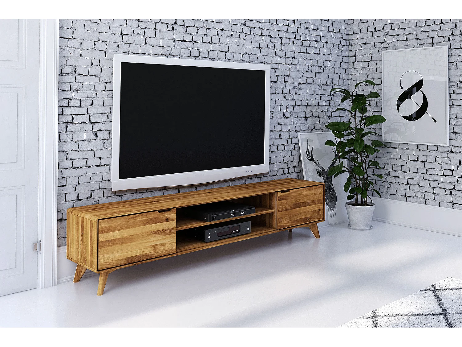 GREG - TV-Möbel mit Holztüren aus Wildeiche naturgeölt