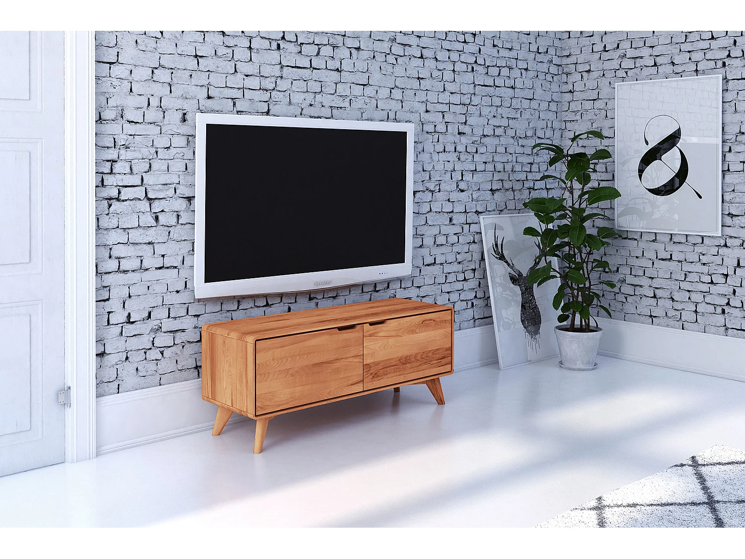 GREG - TV-Möbel mit Holztüren aus Kernbuche naturgeölt