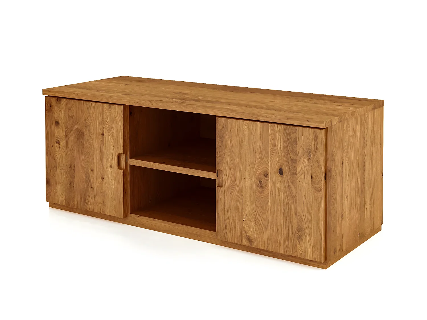 VENTO - Meuble TV avec portes en bois en chêne sauvage huilé naturel