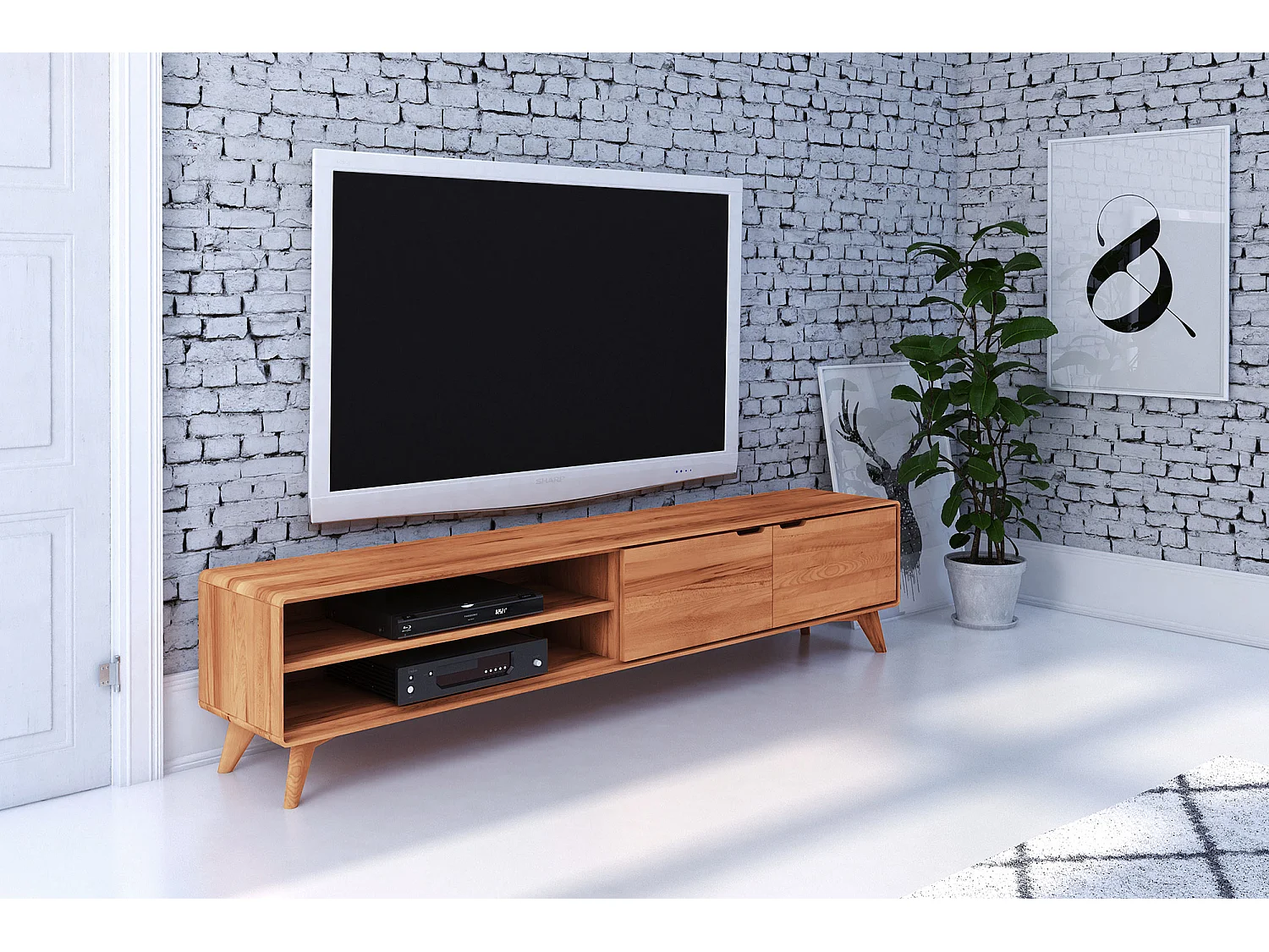 GREG - TV-Möbel mit Holztüren aus Kernbuche naturgeölt