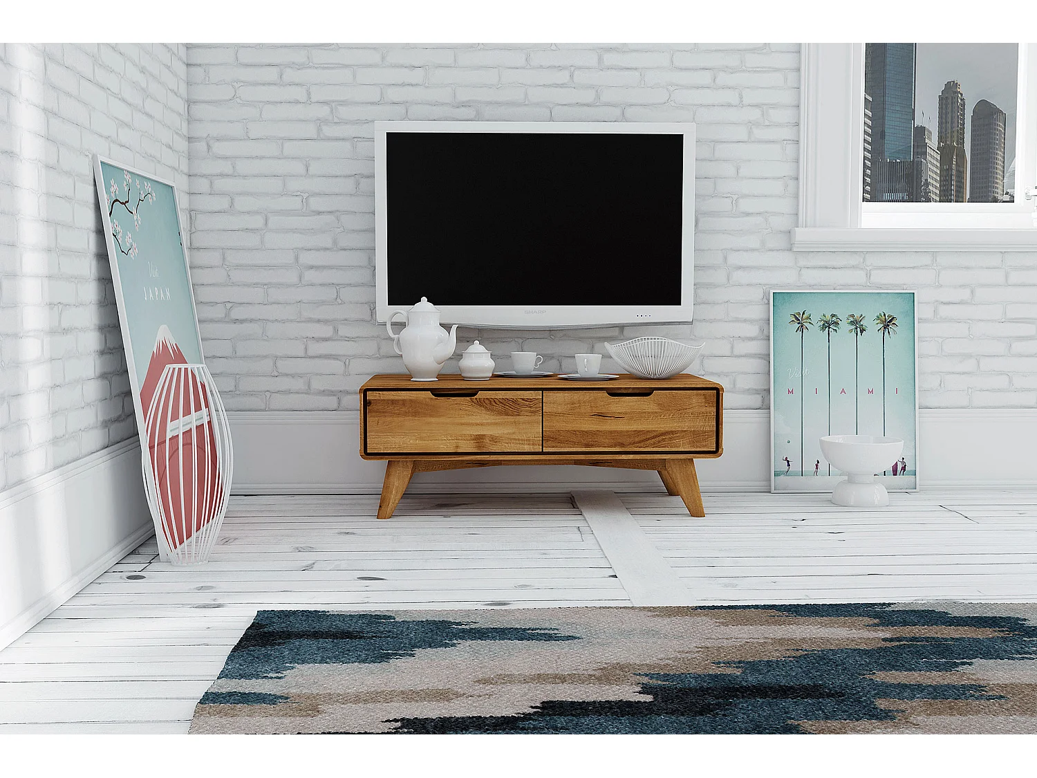 GREG - TV-Möbel mit Schubladen aus Wildeiche naturgeölt