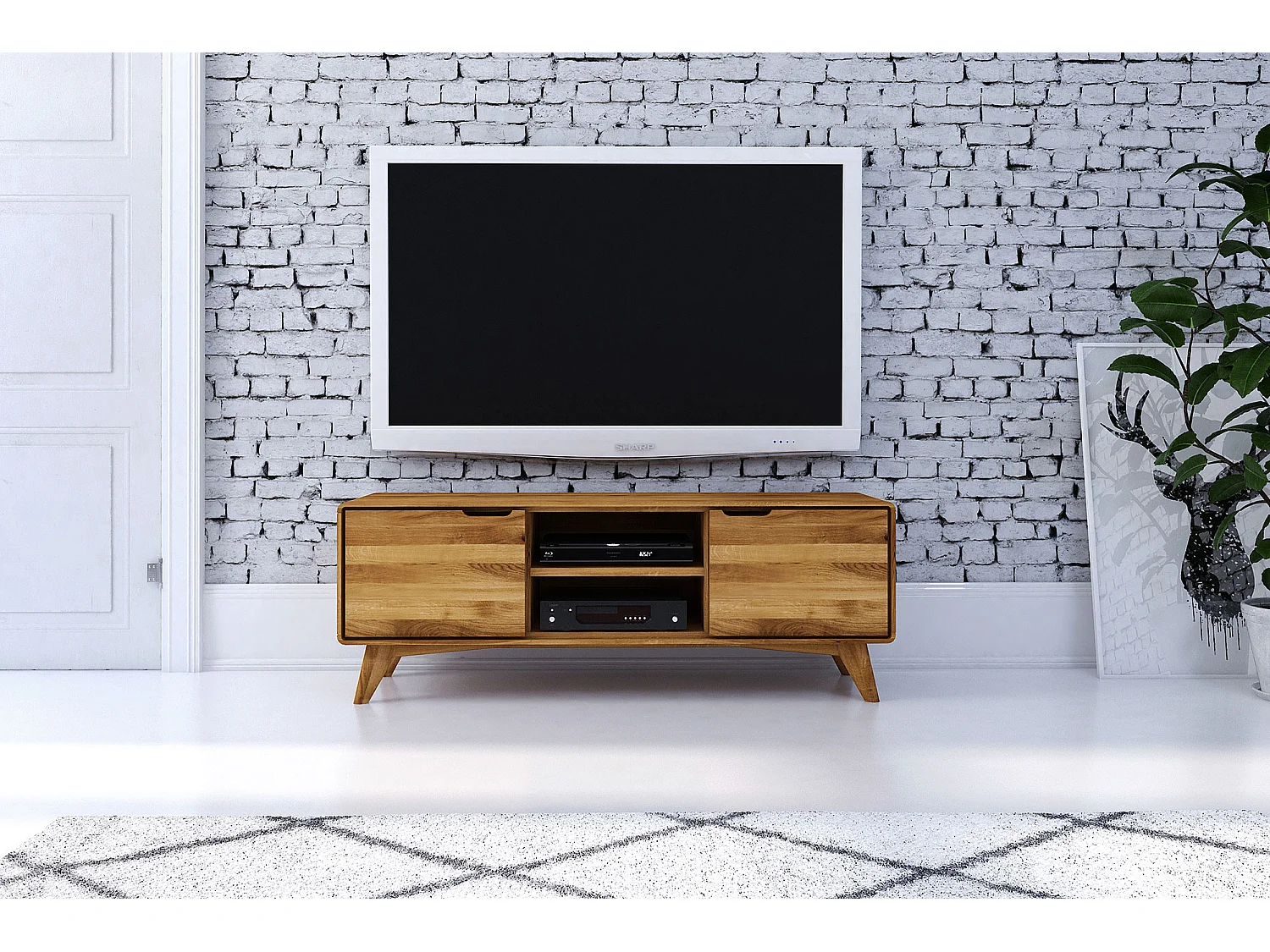 GREG - TV-Möbel mit Holztüren aus Wildeiche naturgeölt