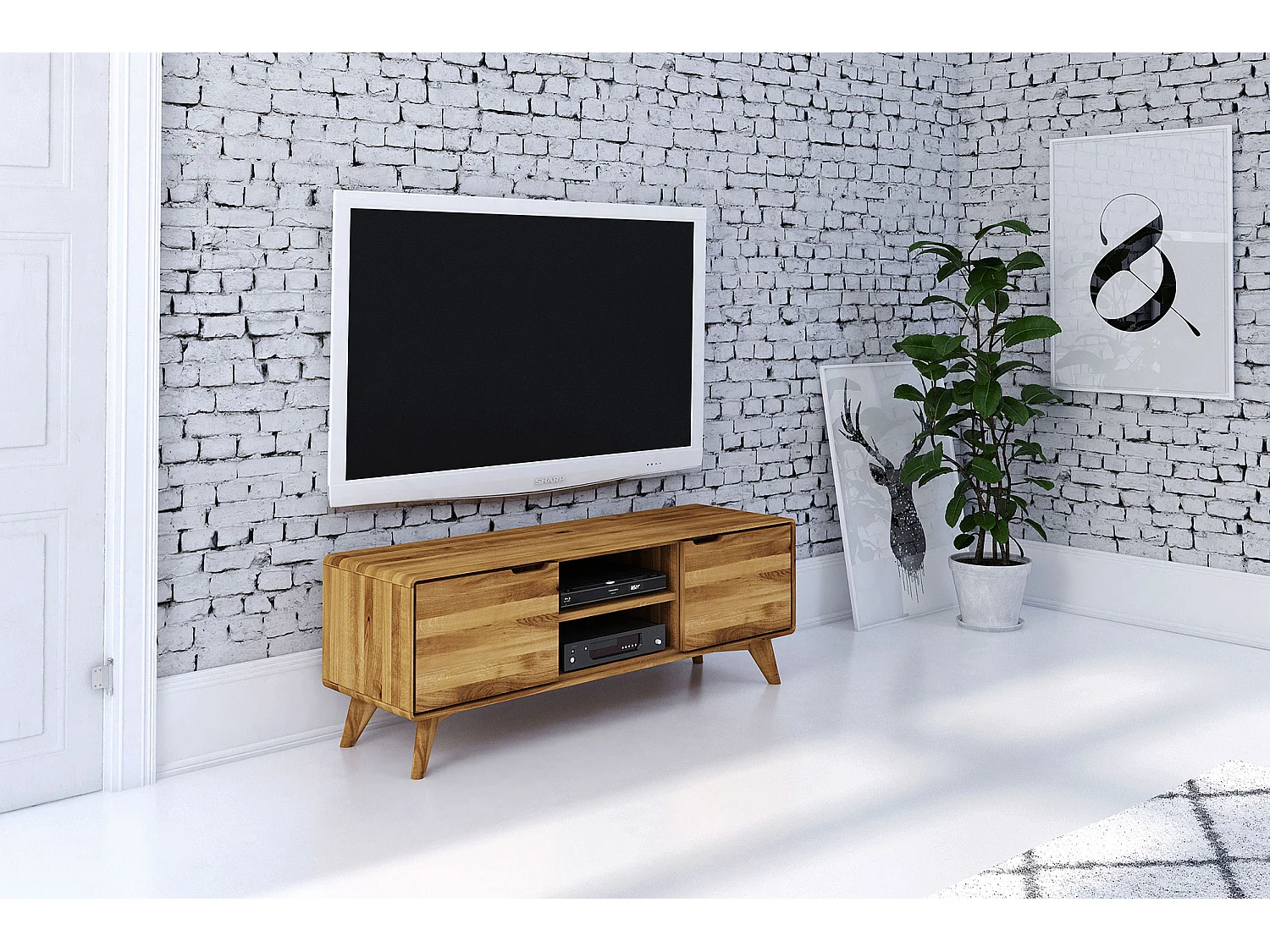 GREG - TV-Möbel mit Holztüren aus Wildeiche naturgeölt