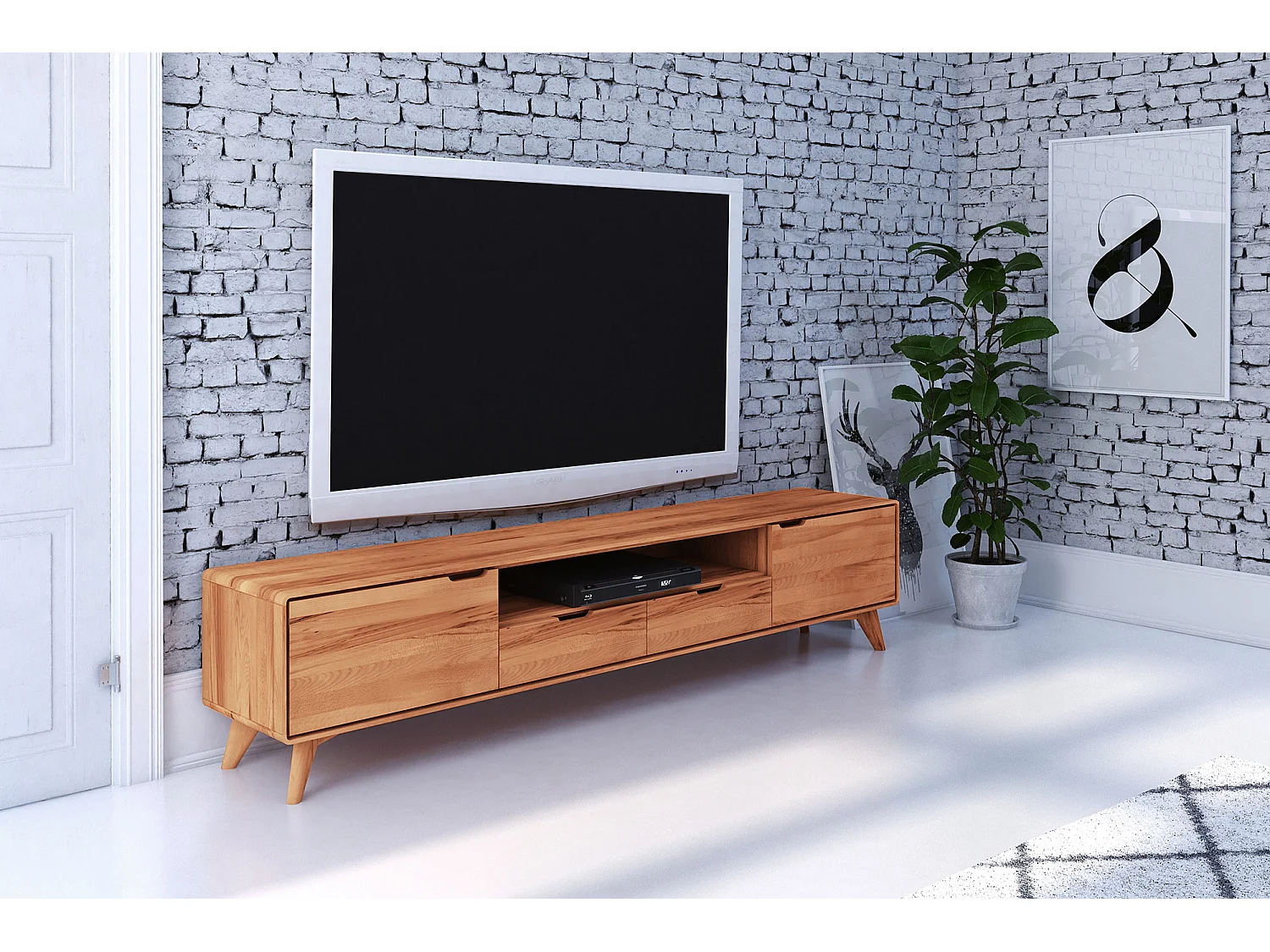 GREG - TV-Möbel mit Schublade aus Kernbuche naturgeölt