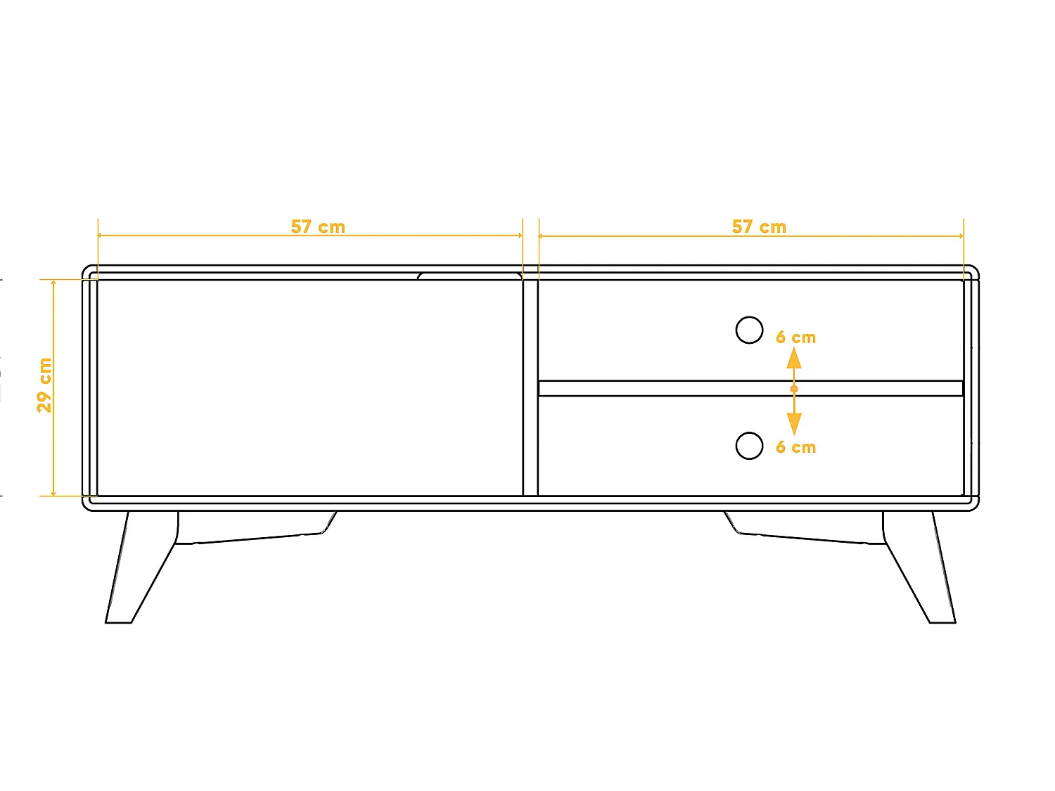 GREG - Meuble TV avec portes en bois en chêne sauvage huilé naturel