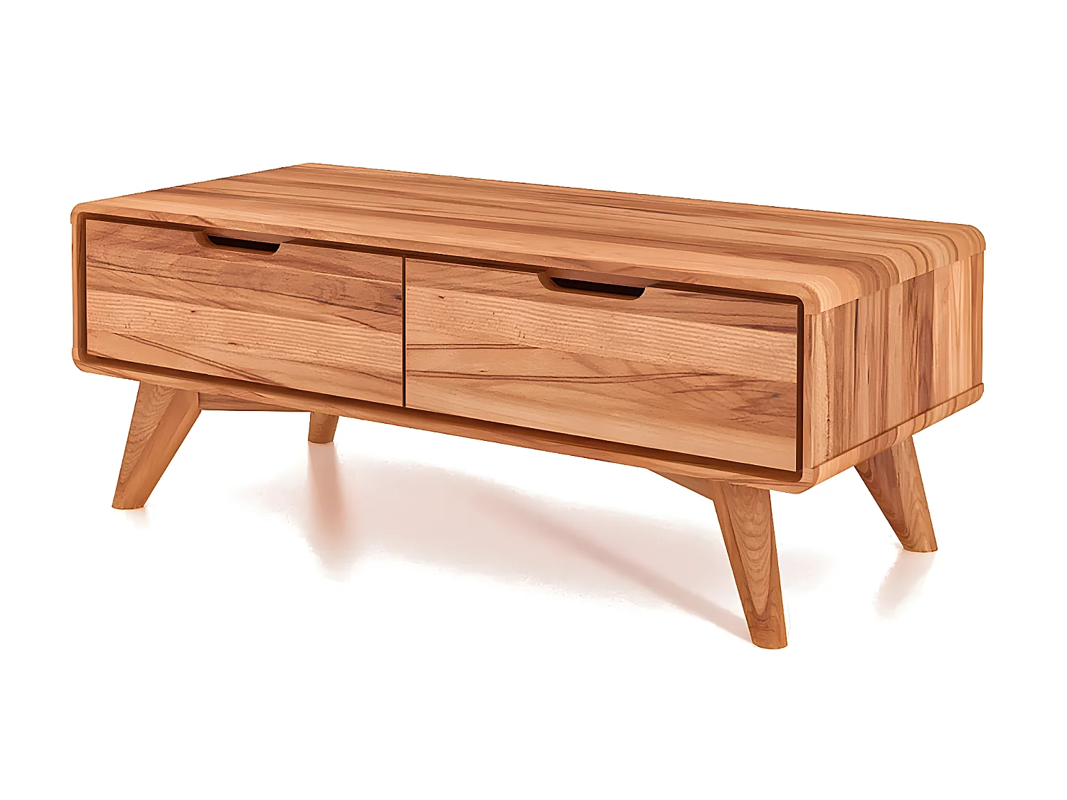 GREG - Meuble TV avec tiroirs en coeur de hêtre huilé naturel