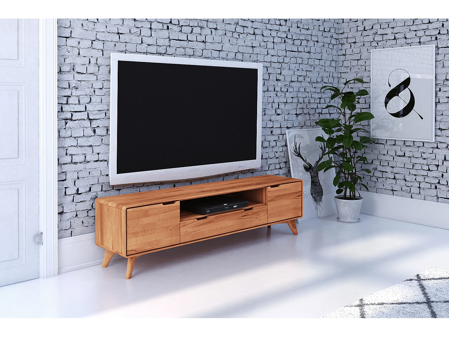 GREG - TV-Möbel mit Schublade aus Kernbuche naturgeölt