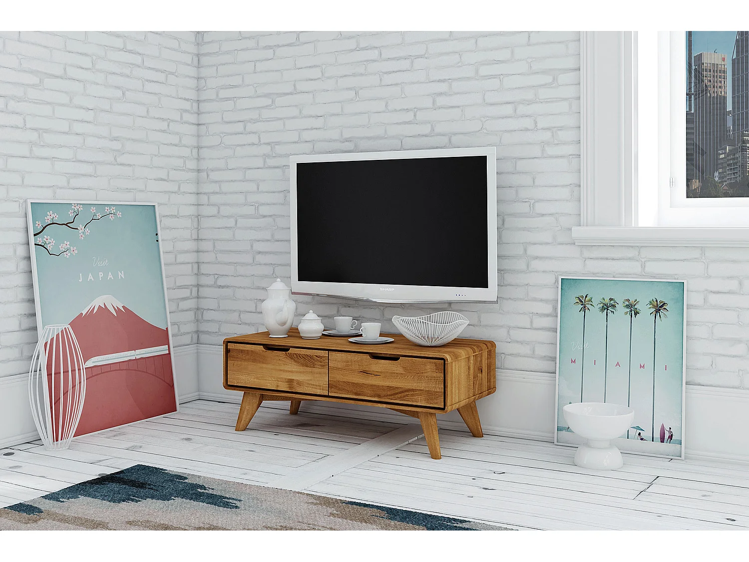 GREG - TV-Möbel mit Schubladen aus Wildeiche naturgeölt