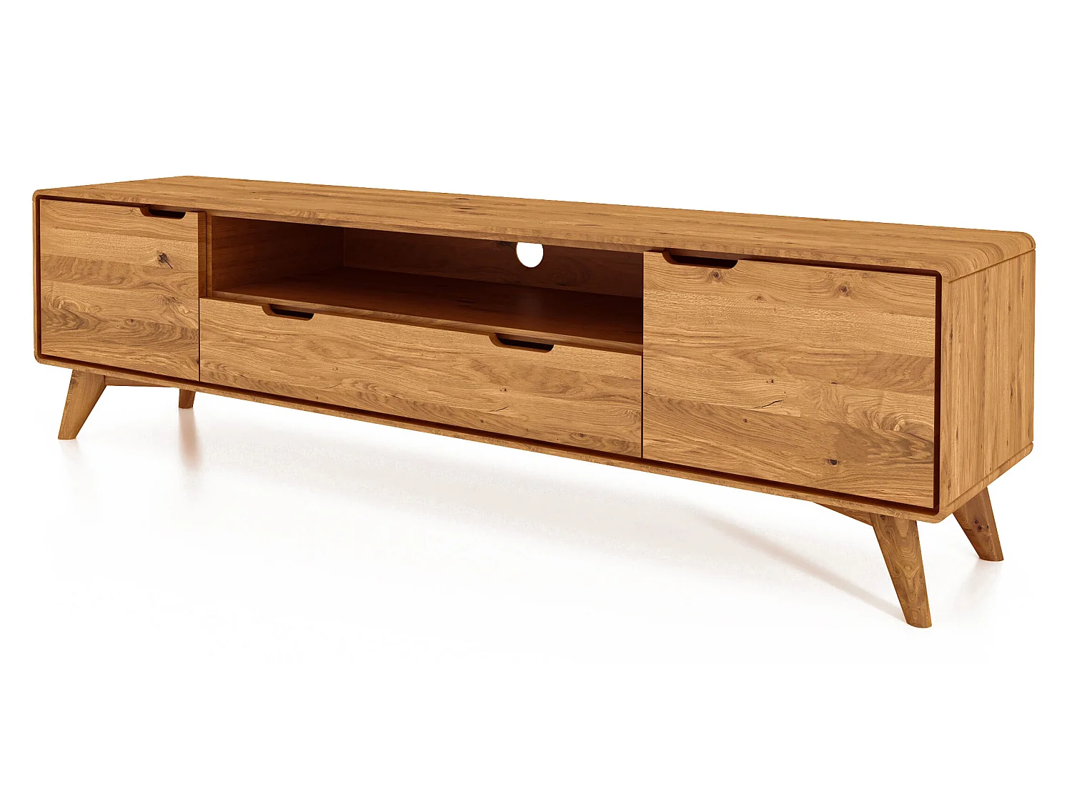 GREG - Meuble TV avec tiroir en chêne sauvage huilé naturel