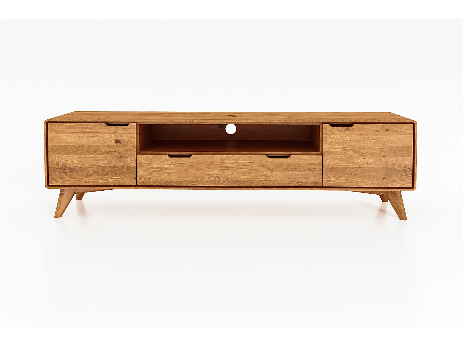 GREG - Meuble TV avec tiroir en chêne sauvage huilé naturel