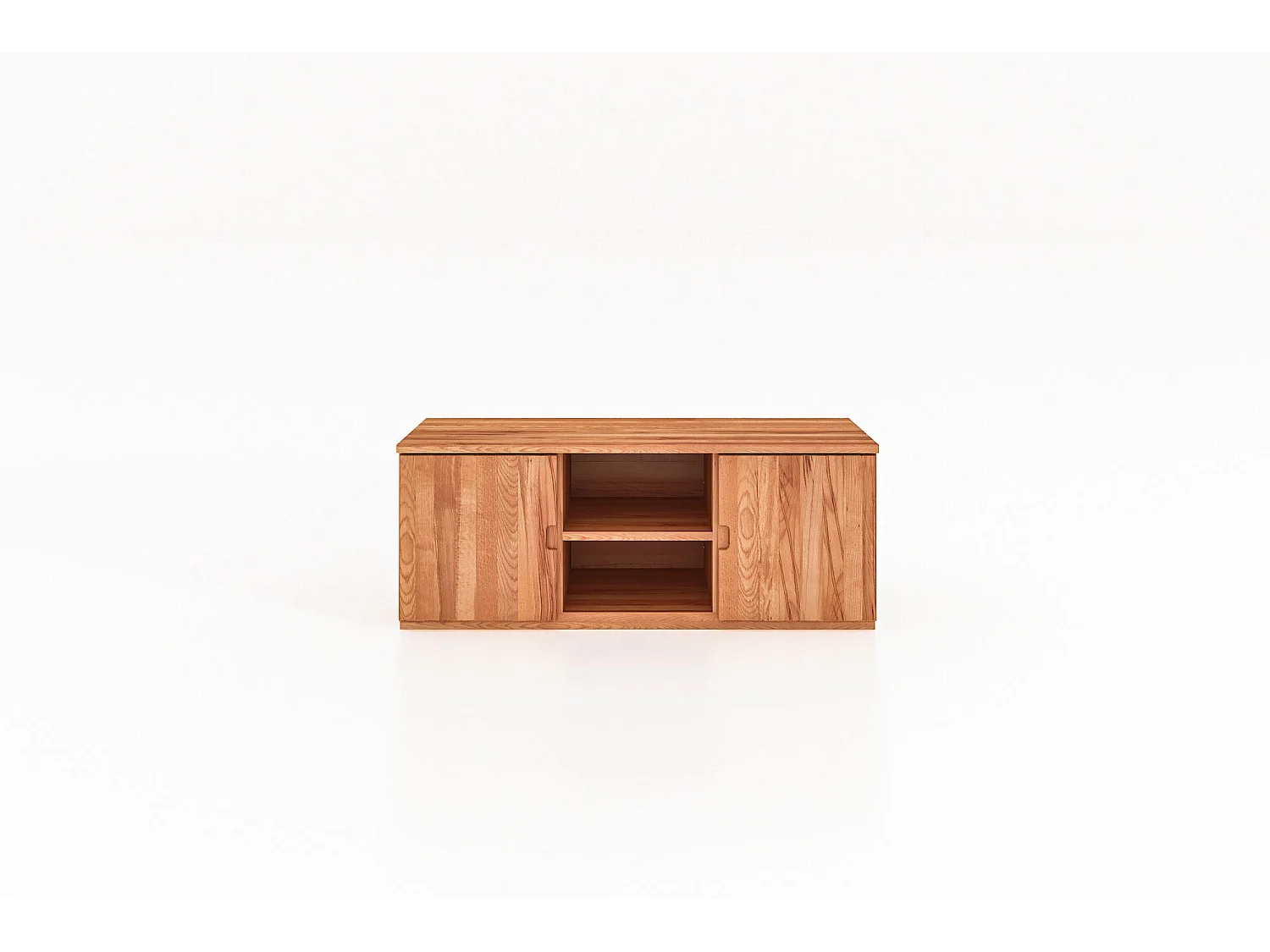 VENTO - Meuble TV avec portes en bois en cœur de hêtre huilé naturel