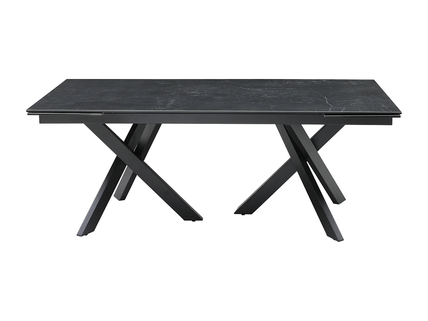 Esstisch ausziehbar - 8 bis 12 Personen - Sicherheitsglas & Keramik - Marmor-Optik Schwarz - MARISO