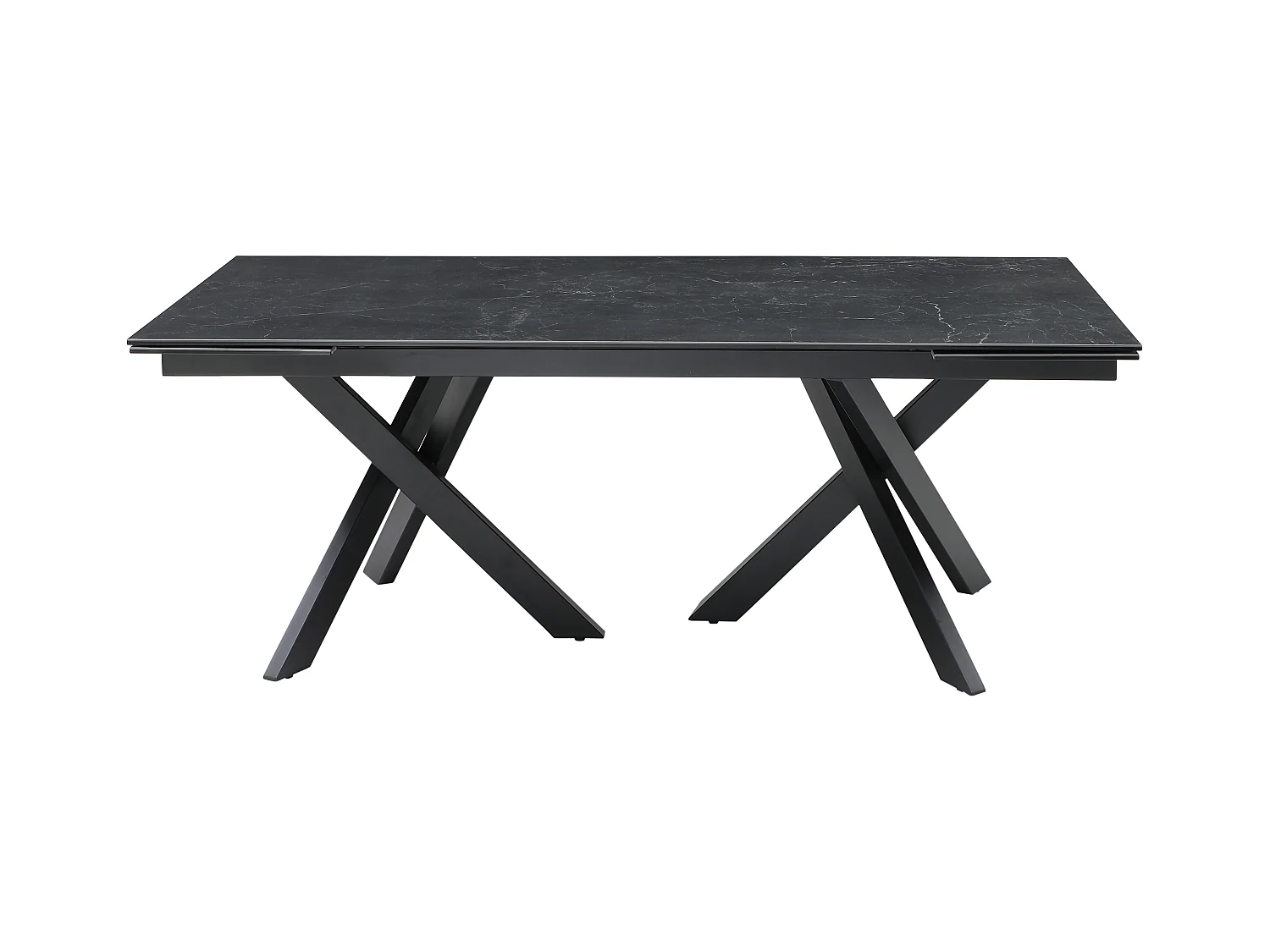 Uitschuifbare eettafel voor 8 tot 12 personen in gehard glas en keramiek - Look van zwart marmer - MARISO