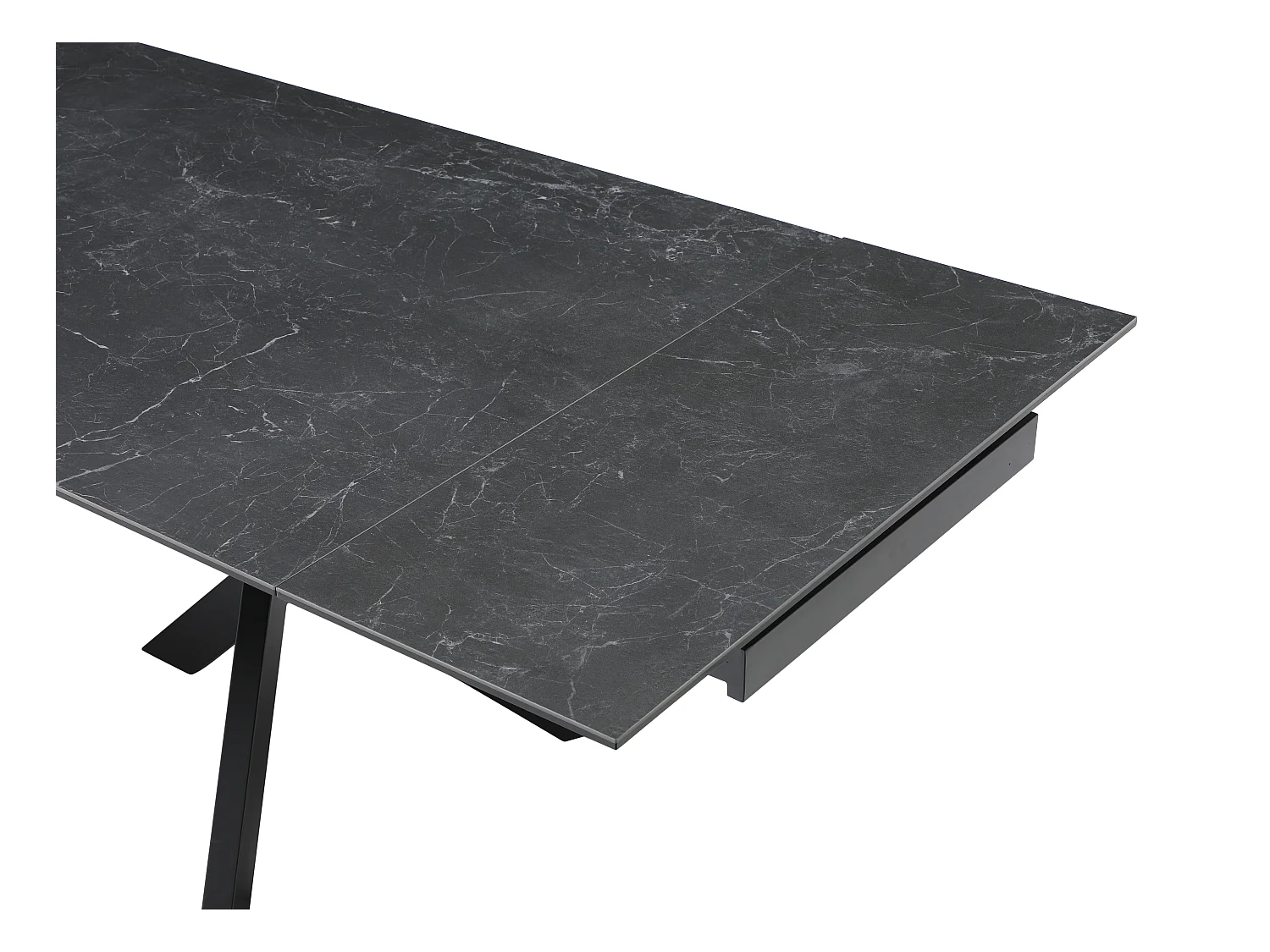 Uitschuifbare eettafel voor 8 tot 12 personen in gehard glas en keramiek - Look van zwart marmer - MARISO