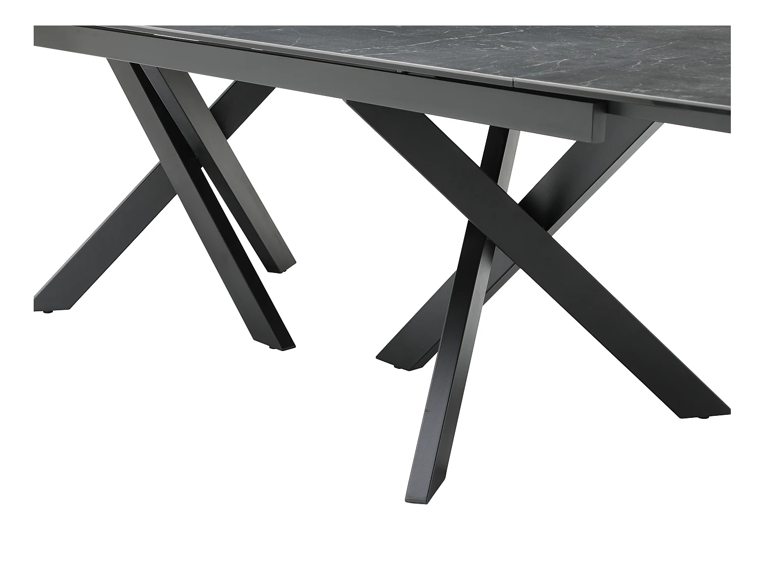 Uitschuifbare eettafel voor 8 tot 12 personen in gehard glas en keramiek - Look van zwart marmer - MARISO