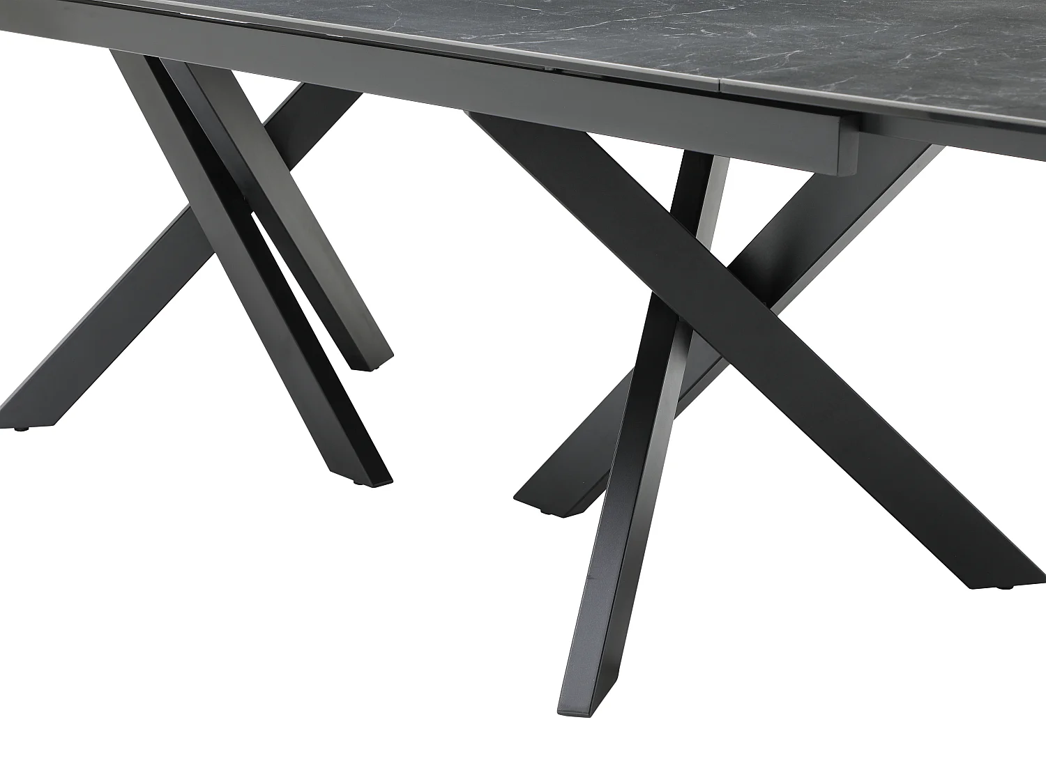 Table à manger extensible 8 à 12 personnes en verre trempé et céramique - Effet marbre noir - MARISO