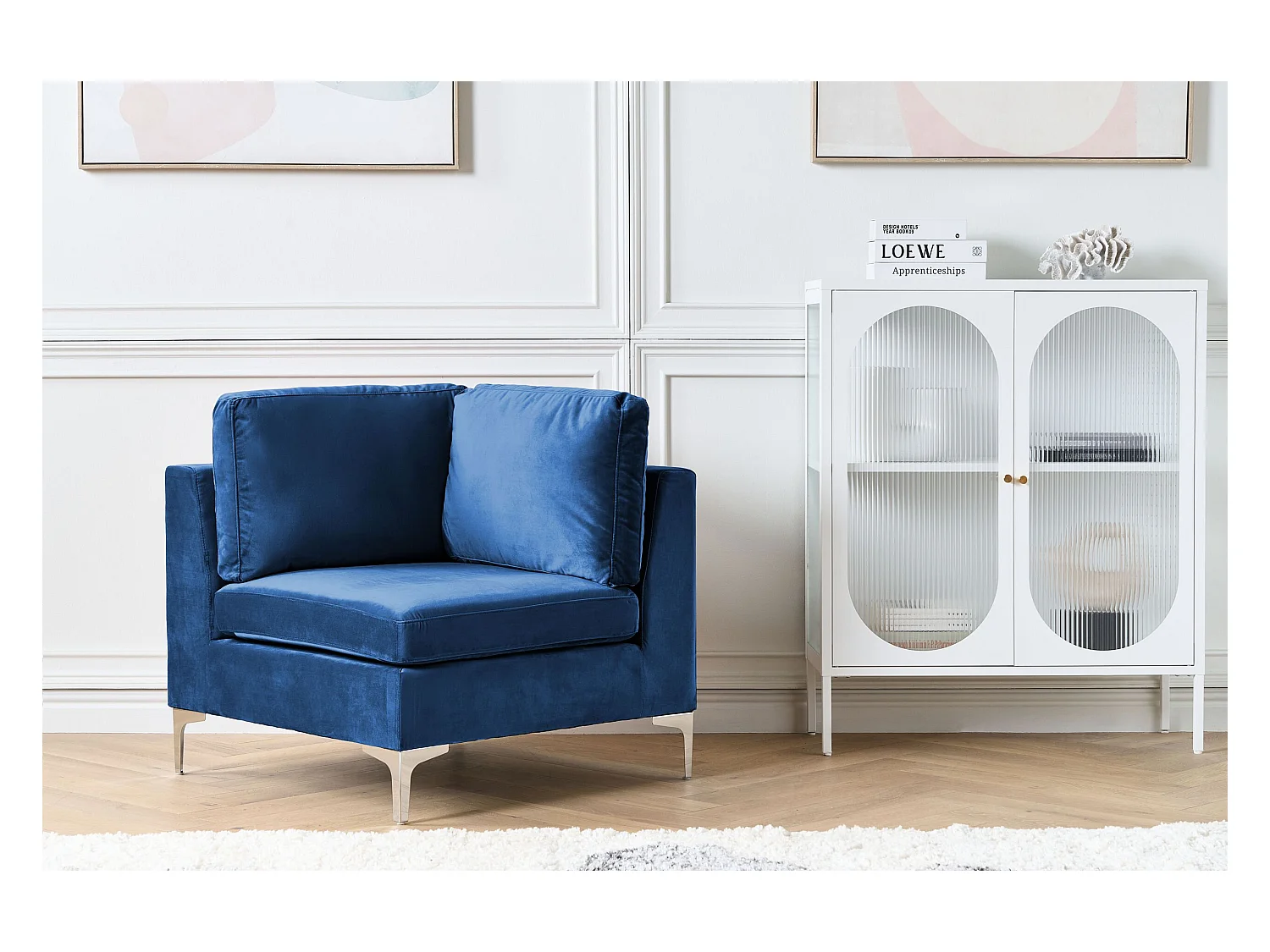 Module d'angle EVJA Velours Bleu marine