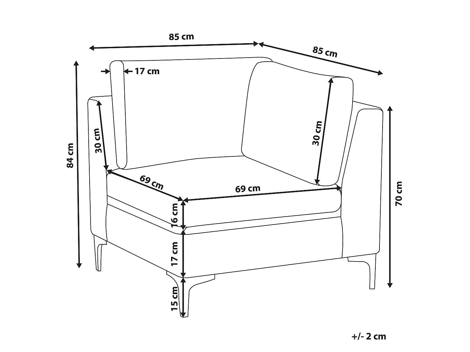 Module d'angle EVJA Velours Bleu marine