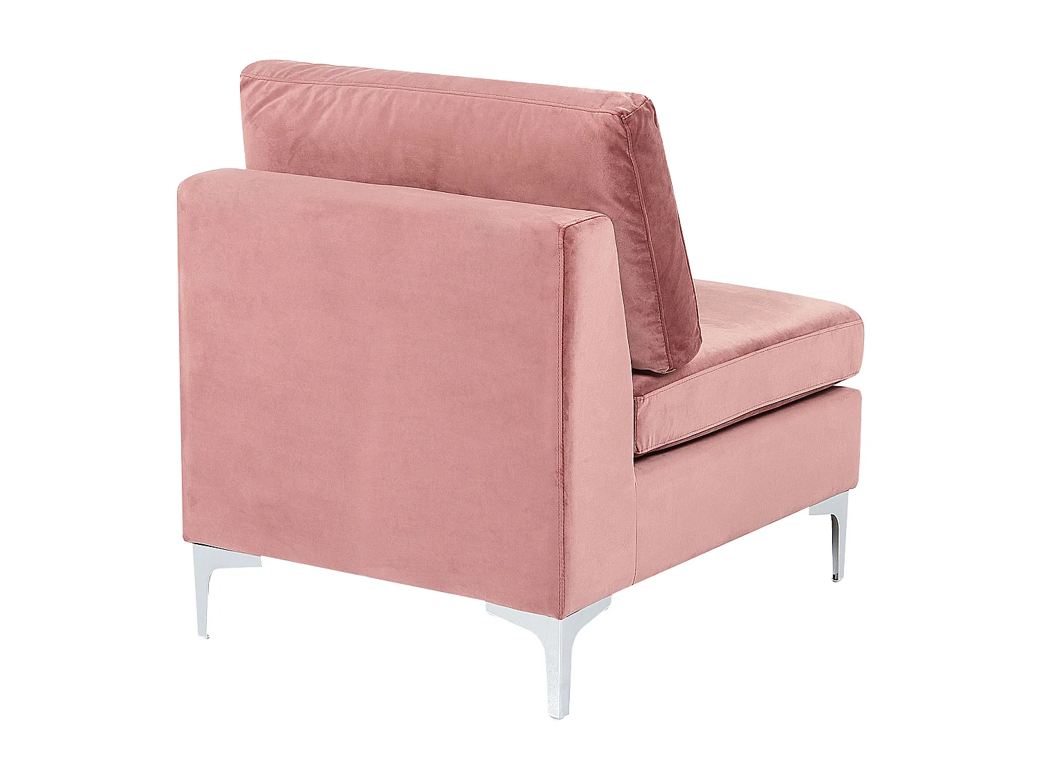 Mittelstück aus Samtstoff Rosa mit Rückenlehne Metallgestell Glamour Evja