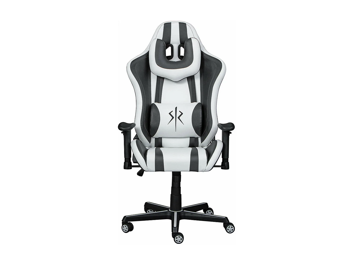 MARIO - Pack Bureau Gamer et Fauteuil Simili Blanc et Noir