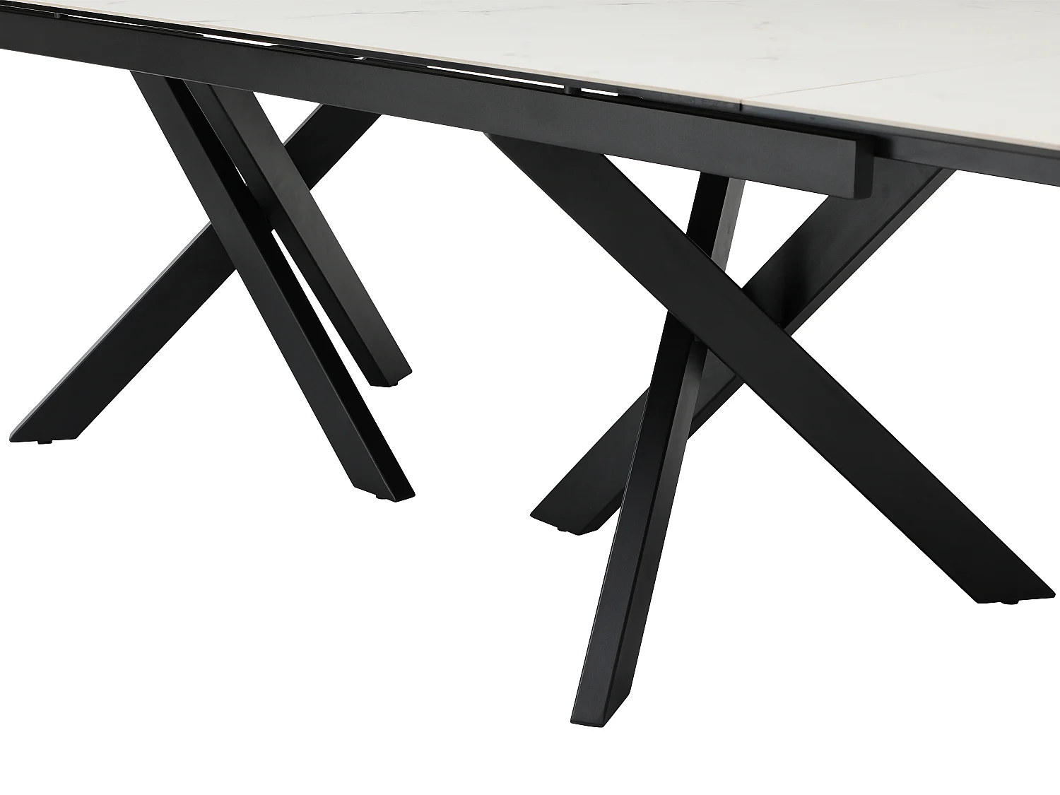 Esstisch ausziehbar - 8 bis 12 Personen - Sicherheitsglas & Keramik - Marmor-Optik Weiß & Schwarz - MARISO