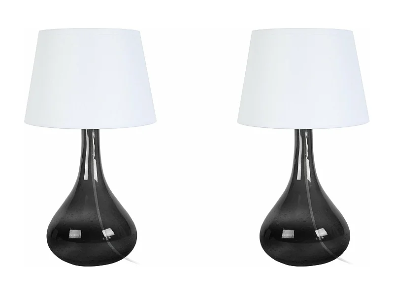 Pair de Lampes de chevet bouteille verre  noir. 34 cm.