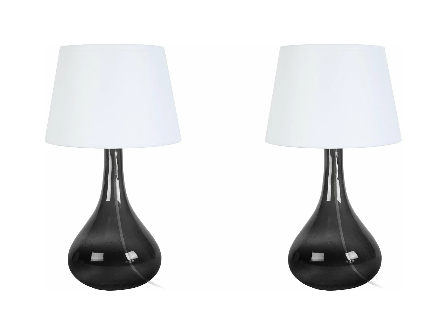 Pair de Lampes de chevet bouteille verre  noir. 34 cm.