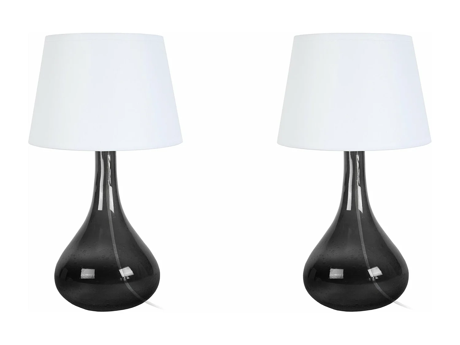 Pair de Lampes de chevet bouteille verre  noir. 34 cm.